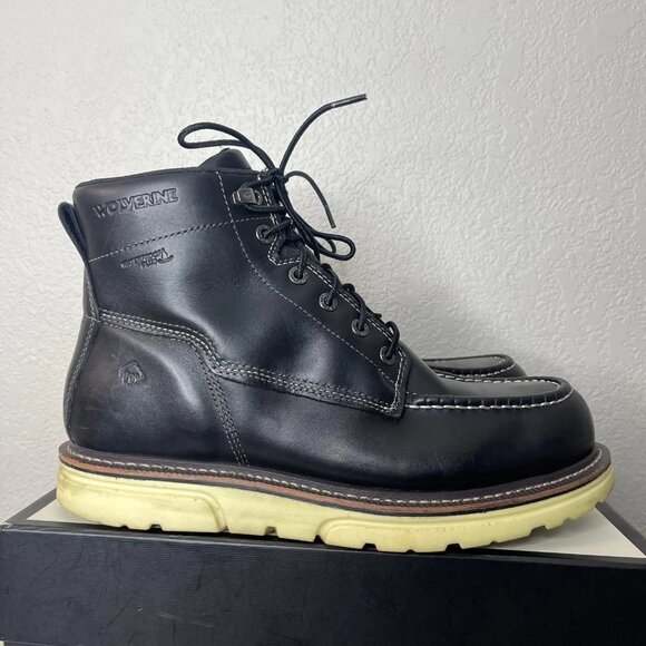 Wolverine I-90 DuraShocks Black Leather 6" Work Boot WP W200147 Men's Size 13 M - Picture 3 of 14